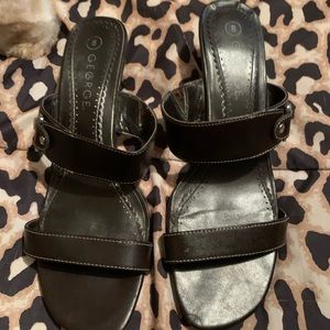 Dark brown mid heel sandals